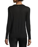 Chenille Crewneck Pullover Sweater, Black