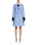 Front-Slit A-Line Mini Skirt, Powder Blue