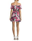 Penelope Off-the-Shoulder Floral Circle Dress, Multicolor