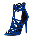 Elena Strappy Cutout Sandal, Medium Blue 