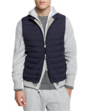 Nylon Quilted Zip-Up Spa Vest, Navy