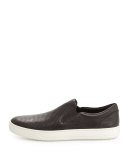 Ace Perforated Leather Skater Sneaker, Black