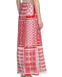 Native Quilt Maxi Skirt, Red/White