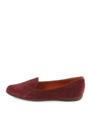 Erica Perforated Suede Loafer, Oxblood