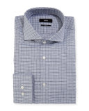 Box-Check Slim-Fit Dress Shirt, Navy