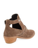 Abigail Suede Buckle Bootie, Olive