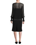Laver Sheer Blouson Top, Black