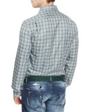 Plaid Woven Sport Shirt, Olive
