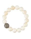 12mm Bone & 14mm Single Pave Diamond Beaded Bracelet