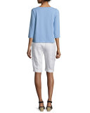 3/4-Sleeve Ballet-Neck Organic Cotton Top