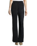 Gaynell Dot-Print Silk Paperbag Flare-Leg Pants, Black