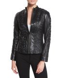 Arda Cross-Stitched Leather Jacket