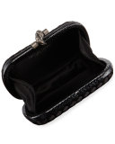 Woven Satin Knot Minaudiere, Black