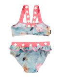 Naila Fish-Print Bikini, Blue Pattern, Size 9M-10