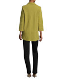 Ottoman Knit Wool Easy Shirt, Leaf 