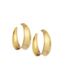 Hammered Brass Graduated Hoop Earrings