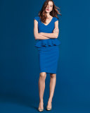 Kiarna Cap-Sleeve Peplum Cocktail Dress, Cobalt