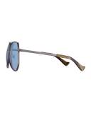 Megalast Geometric Aviator Sunglasses, Silver