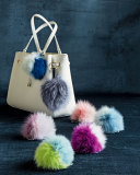 Fox Fur Pompom Charm, Gray/Blue Frost