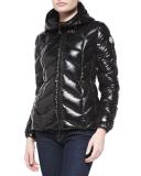 Shiny Chevron-Quilted Short Jacket