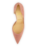Iriza Half-d'Orsay 100mm Red Sole Pump, Pink