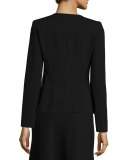Fitted Jacket with Faux-Leather Trim, Black, Plus Size