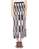 Pleated Jacquard Maxi Skirt