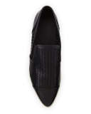 Payer Perforated Pointed-Toe Slip-On Sneaker, Black