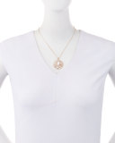 Medium Venus Garden Mother-of-Pearl Pendant Necklace with Diamonds in 18K Pink Gold