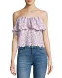 Strapless Floral Lace Top, Lavender
