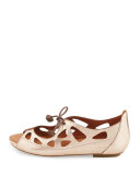 Brynn Leather Lace-Up Sandal, Pink