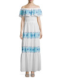 Greek Isles Off-The-Shoulder Maxi Dress, White