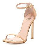 Nudist Leather Ankle-Strap Sandal, Adobe