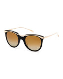 Elkins Rounded Square Polarized Sunglasses, Black/Gold