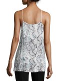 Grosgrain Snake-Print Camisole, Mint