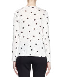 Long-Sleeve Dot-Print T-Shirt, White/Black