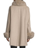 Cape Coat with Fox Collar and Cuff