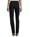 Wool-Crepe Straight-Leg Pants, Black