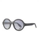 Round Acetate Sunglasses w/Metal Wires, Black