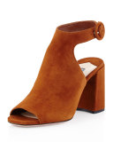 Suede Block-Heel Ankle-Strap Sandal