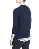 Monili-Placket Cashmere Cardigan, Navy