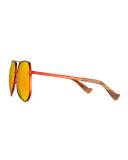 Megalast Geometric Aviator Sunglasses, Brown/Orange