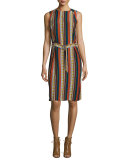 Julia Sleeveless Striped Dress, Oceano