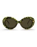 Iris Monochromatic Oval Sunglasses, Green