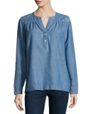 Mayleen Denim Pullover Shirt, Indigo