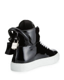 Women's Patent Leather High-Top Sneaker, Black