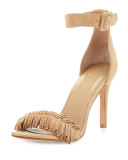 Pippi Suede Fringe Sandal, Buff