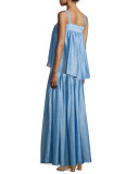 Sleeveless A-Line Top, Light Blue