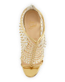 Millaclou Studded-Cage Red Sole Sandal, Edelweiss/Gold