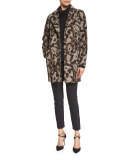 Camille Short Animal-Print Cocoon Jacket, Multicolor